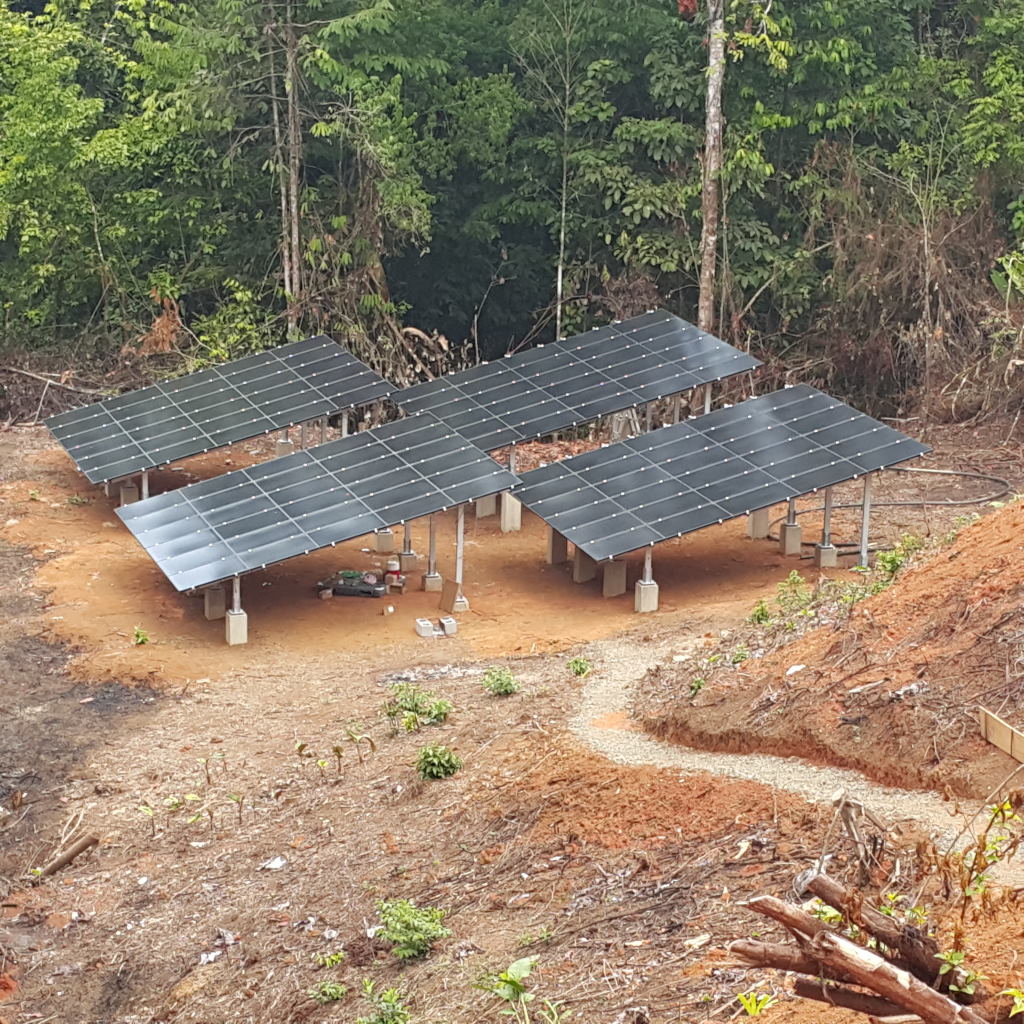 The Big Solar Panel Groups and the Battery/Inverters House of a Lodge/House built in the Forest close to the Corcovado Park, Osa Peninsula