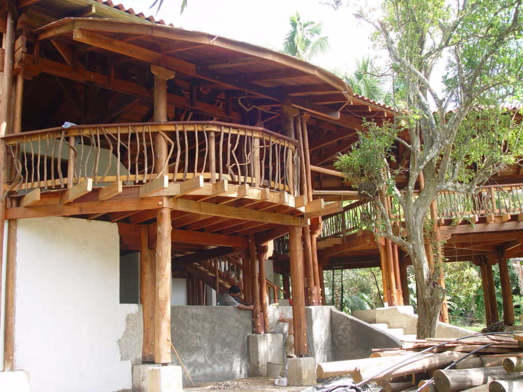 The Reception, the Bar and Restaurant of a forest Lodge in the Osa Peninsula, built by Rarewood in Puerto Jimenez