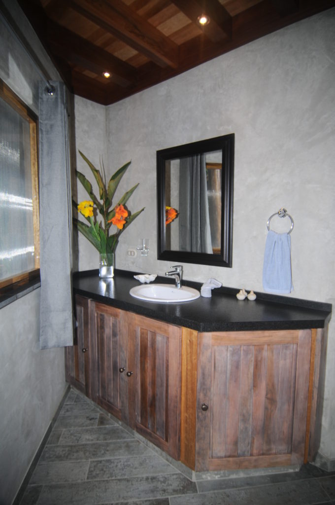 Bathroom Furniture and Interior of a Fine House/Lodge in the Hills of the Osa Peninsula, by Rarewood General Contractor in Puerto Jimenez
