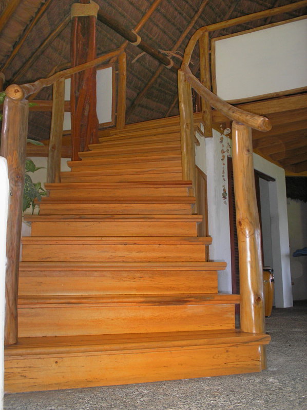 A Troipical Hardwood Stair for a Beach House Built by Rarewood General Contractor in Puerto Jimenez Osa Peninsula